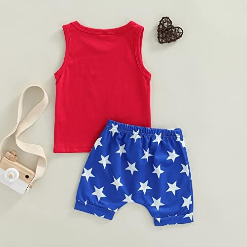 פעוטות תינוקות תלבושות עצמאות יום 4 ביולי בגדי תינוקות בני זולת סט סט של מכנסי הדפסה של דגל אמריקאי
