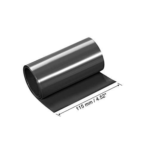 UXCell PVC חום צינור מכווץ 115 ממ גלישת רוחב שטוחה לשכבה כפולה 18650 1 מטר שחור