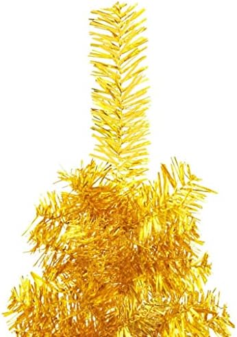 Vidaxl Slim Altificial Half Christman Tree עם זהב עמידה 47.2