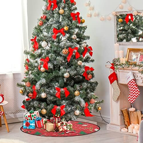 מחצלת עץ חג המולד של Visesunny עץ חג המולד חג המולד חג המולד אדום וירוק עץ עץ עץ מחצלת מגן רצפת סופג עץ סופג מחצלת