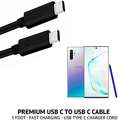 Premium USB C ל- USB C כבל - 3 רגל - טעינה מהירה - כבל מטען מסוג USB C - תואם לערך גלקסי של סמסונג, MacBook