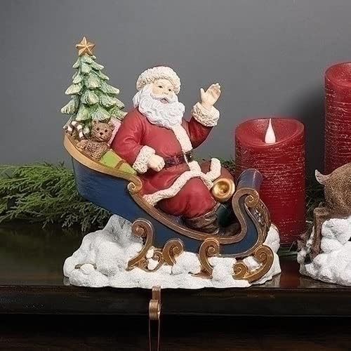 חג המולד מאת רומן בעמ, אוסף Evergreen Express, 9.2 סנטה בגרב מזחלת, פנס, גלובוס שלג, עיצוב בית חג, סנטה, קרדינל,
