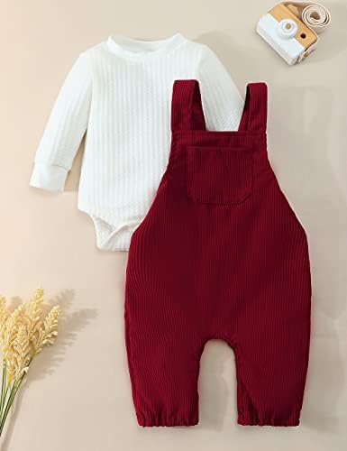 פרלוני יילוד תינוקות תינוקות מוצקות שרוול ארוך רומפר + קורדרוי מכנסיים מכנסיים קבוצות תלבושות בנות תינוקות 2 יחידות