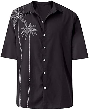 חולצות חג הוואי חוף גברים חולצות גרפיות טרופיות שרוול קצר חולצות בצבע אחיד בצווארון V