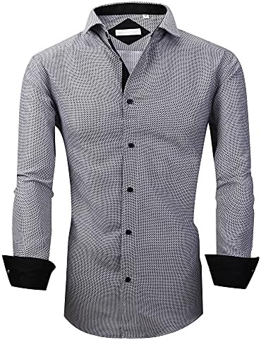 חולצות שמלת גברים של וורהורסי שרוול ארוך חולצות כפתורים מודפסות בהתאמה רגילה