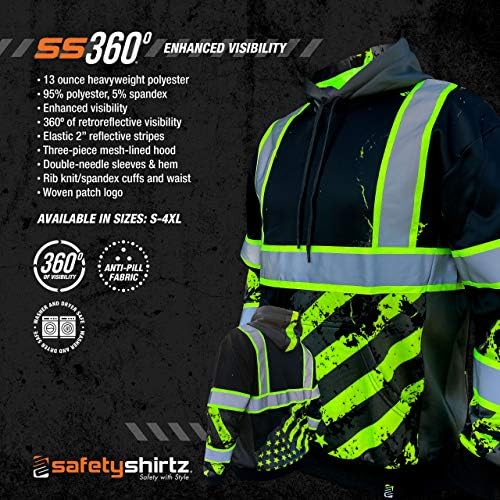 Safetyshirtz SS360 התגנבות אמריקאית גריט הודי - שחור - נראות משופרת