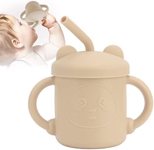 כוס תינוק זרודיס, 4 חתיכות עמיד עבה סיליקון תינוק כוס החלקה ידיות למידה אימון ידיות פעוט זרבובית מכסה
