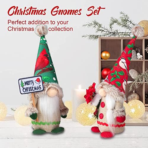 קישוטי חג המולד של Amailtom Gnome, קישוטי גנום לחג המולד עם שלט חג מולד שמח ופרח, שדון נורדי סנטה קלאוס
