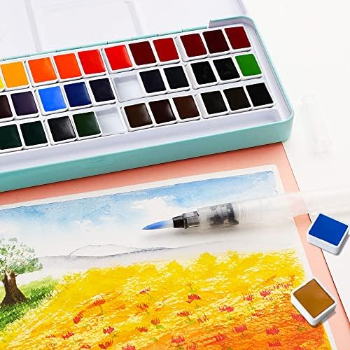 חבורה של סט צבעי מים של Meiliang, 36 צבעים חיים בתיבת הכיס עם Arrtx 30 צבעים עטים לצבע אקרילי לציור