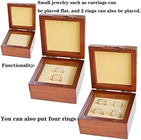 קופסת נושאי טבעת Starswr, קופסת טבעת לחתונה מתנה לנשים קופסת דקורטיבית מעץ עם מכסים טבעות קופסאות