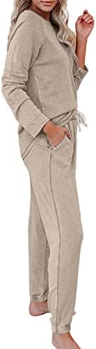Saeklia נעים 2 חלקים תלבושות סטים טרקלין לנשים על גבי שרוול ארוך וריצה מכנסי טרנינג.