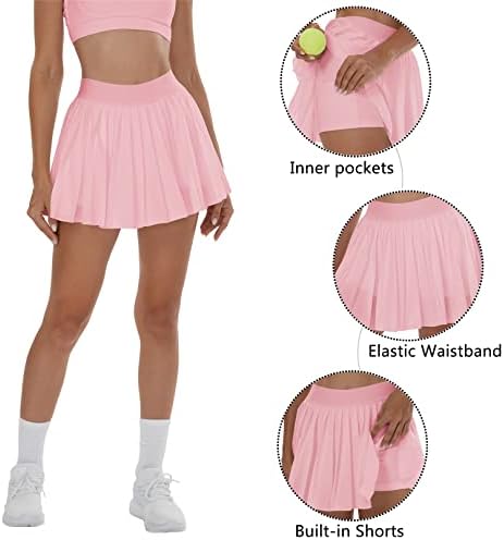 חצאית טניס טניס של נשים Toploset חצאיות גולף עם מכנסיים קצרים