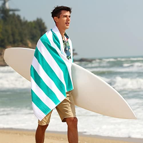 רויאל מטריקס מפוספס מגבת חוף גדולה - כותנה 30''X60 '' מגבת חוף מפוסת קאבנה מגבות חילוף 1 -חבילה