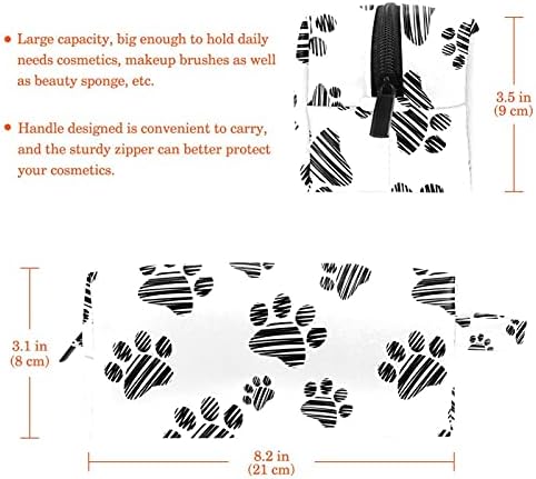שקית קוסמטיקה איפור כיס פו עור מוצרי טיפוח אטום למים עם כף יד עם כף יד שחור לבן איור של כפות כלב