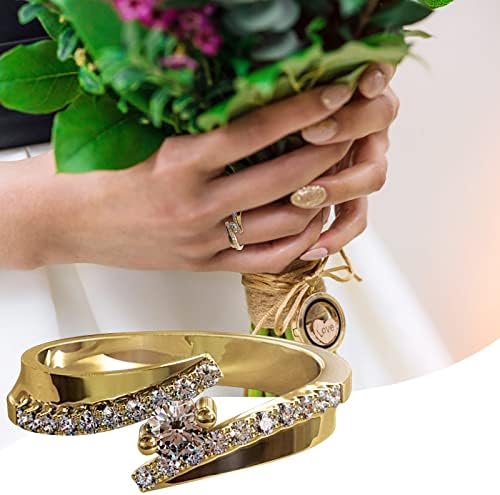 אירוסין עגול לחתוך זירקונים נשים חתונה טבעות תכשיטי טבעות לאישה מלא יהלומי גבירותיי טבעת יהלומי טבעת