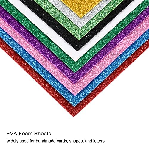 Meccanixity צבעוני EVA גליני קצף נצנצים דבק עצמי 7.8 x 11.8 אינץ '2 ממ עובי למלאכה DIY, 4 סט