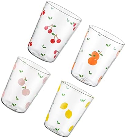DOITOOL 4 יחידות כוסות משקאות ברורות כוסות שתייה הגדרת דפוס פירות כוסות מיץ כוסות מיץ וינטג 'למשקאות