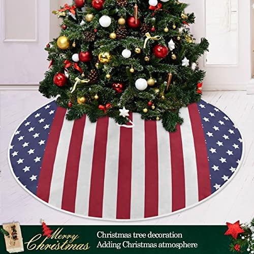 קישוט חצאית עץ עץ אלזה, קישוט חצאית עץ חג המולד קטן 35.4 אינץ 'עם דגל ארהב 4 ביולי אמריקאי אדום פסים כוכבים