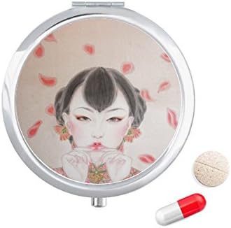 אדום סיני מסורתי יופי ציור גלולת מקרה כיס רפואת אחסון תיבת מיכל מתקן