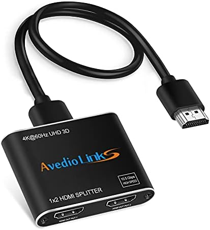 קישורי Avedio 4K@60Hz HDMI Splitter 1 ב -2 OUT + AVEDIO קישורים HDMI 2.1 מתג, סגסוגת אלומיניום 8K@60Hz