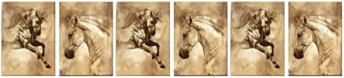 3 יחידות לא ממוסגרות שני לוחות על קיר בד אמנות ציורי שמן מודרניים תמונות סוס מופשטות דקורטיביות לתפאורה של חדר