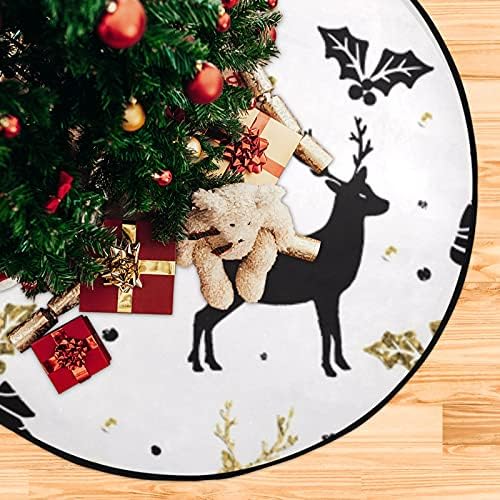 חג המולד שחור איילים זהוב שחור עץ חג המולד מחצלת עץ אטום למים שטיח מחצלת מגש מתחת לעץ חג המולד