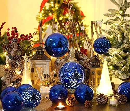 סאנשיין 1 מחשבים 8 אינץ 'קישוטי כדור חג מולד מבריקים גדולים, קישוטים ענקיים של עץ חג המולד לקישוטים לחג,
