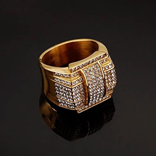 33 שכבות כפולות אייס מתוך טבעת לגברים כיכר טבעת מלא בלינג יהלומי היפ הופ טבעת זהב מצופה 316 נירוסטה