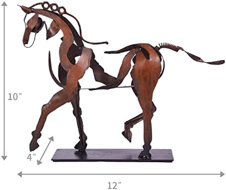 Sunblogs אמנות פסל סוסים בעבודת יד - תפאורה כפרית ייחודית למשרד ולבית - פסל מתכת צבוע ביד - מתנה מושלמת