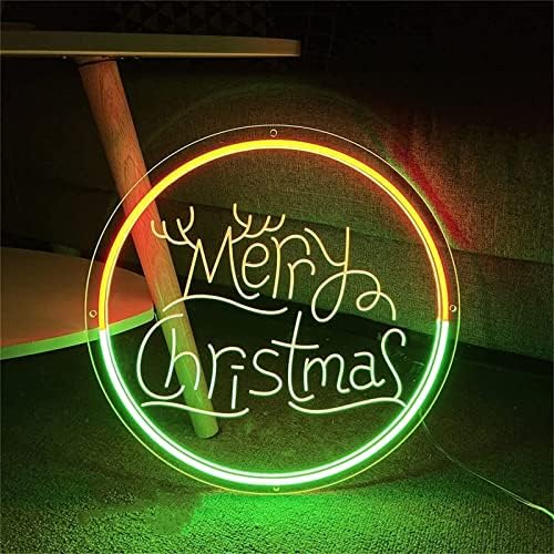 DVTEL חג מולד שמח שלט ניאון LED דוגמנות אור אור אותיות זוהרות שלט לוח אקרילי ניאון אור דקורטיבי, 50X50