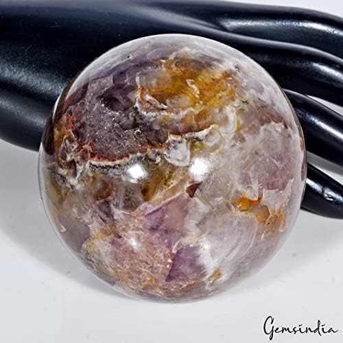 Gemsindia 3720 CT ~ מעצבת טבעית יפהפיה כדור אמטיסט כדור כדור גביש ריפוי אבן חן/ תפאורה ביתית ~ 81 ממ