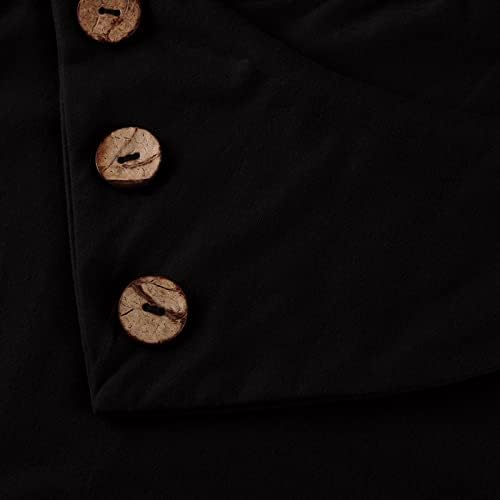 נשים של כפתור ברדס צוואר סוודר חולצות שן הארי הדפסת אופנה ארוך שרוול הנלי חולצות חולצה