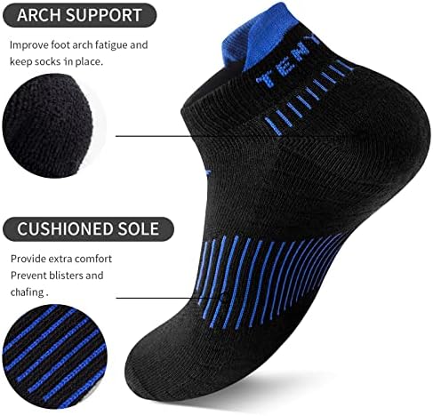 גרביים אתלטיים של Tenysaf לקרסול לגברים: 4 אריזות גרבי ספורט כותנה לגברים ונשים עם כרית עם כרית