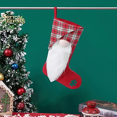 חצי מעגל גרבי חג מולד עם גנום חג המולד חמוד וחגבי דפוס משובצים גרביים ליום הולדת למסיבת השנה