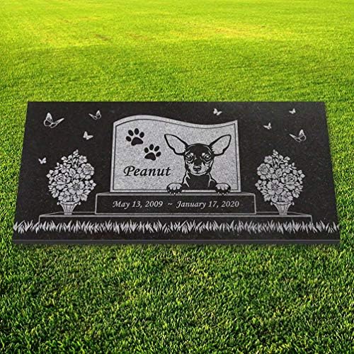 אנדרטת כלבים חיצונית מקורה - אבן זיכרון לחיות מחמד פינצ 'ר מיניאטורית - אבן גרניט שחורה-מצבת כלבים - 6 על 12
