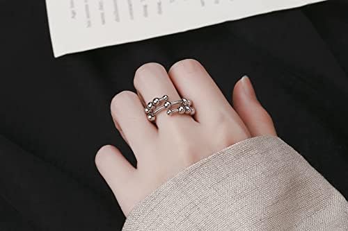 ייחודי ספינר לקשקש חרוזים טבעת עבור חרדה עבור נשים בנות סליל ספירלת לסובב באופן חופשי השראות תכשיטי לולאה סרוגה