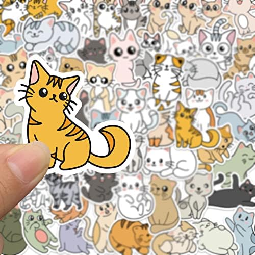 60 יחידות חתול מדבקות קריקטורה חמודות לילדים בקבוקי מים, Kawaii חתלתול מצחיק מדבקות גרפיטי אטומות