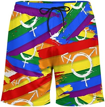 צבעי מים קשת ספקטרום דגל גברים של בגד ים חוף מכנסיים דחיסת אוניית מזדמן כיס לוח ספורט צפצף