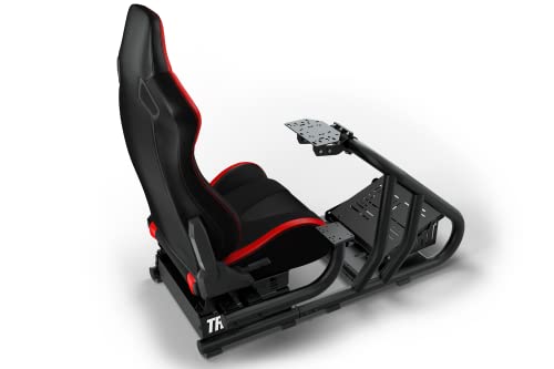 TRAK RACER RS6 סימולטור סימולטור תא טייס עם מושב שכיבה שחור/אדום - אסדת SIM מתכווננת מאוד, מעמד גלגל מירוץ