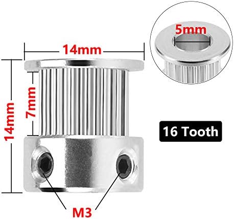 2 16 שיניים 5 ממ שעמם עיתוי גלגלת אלומיניום סינכרוני גלגל עבור 6 ממ חגורה, תואם עם רפרפ 3ד מדפסת פרוסה