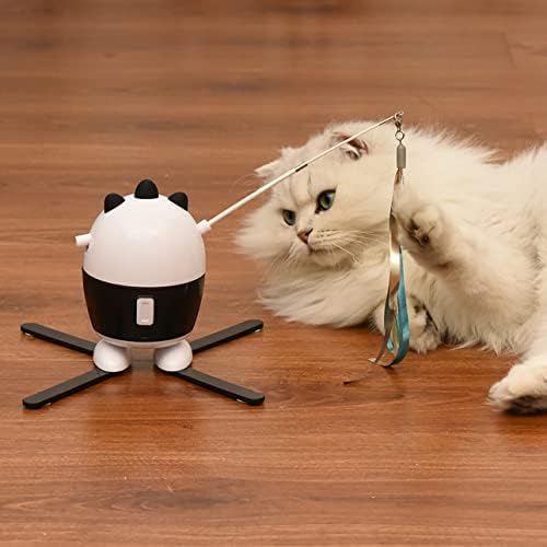 Ladumu Teaser חתול אינטראקטיבי עם 3 מהירות לחיית מחמד עם נוצה טיזר אוטומטי אביזרים לחיות מחמד לחתול צעצוע