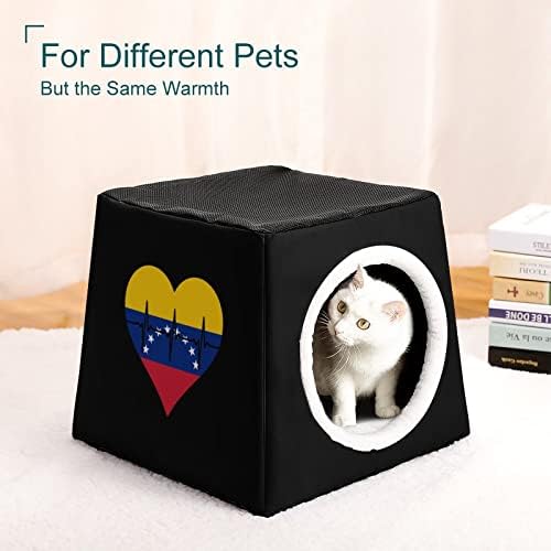 אהבת ונצואלה פעימות לב חתול מיטות לחתולים מקורה חמוד לחיות מחמד בית מתקפל מסתור מיטת עבור חיצוני