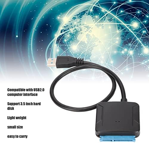 כבל SATA ל- USB, מתאם SATA נייד בגודל קטן 110 עד 240 וולט קצב העברה מהיר ABS למחשב לכונן קשיח 3.5 אינץ '