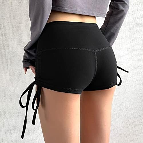 Searipe Womens מתכווננת קשירה קשירה הרמת מכנסי יוגה קצרים בקרת בטן רצה מותניים גבוהה מכנסיים קצרים