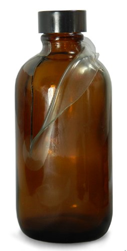 QORPAK GLC-02276 מצופה בטיחות זכוכית ענבר בוסטון בקבוק עגול עם 33-400 עיסת פנולית שחורה/כובע מרופד ויניל,