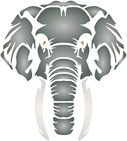סטנסילים לקירות: סטנסיל ראש פיל, 4.5 על 5 אינץ ' - שבלונות חיות בר אפריקאיות גדולות לחמש בעלי חיים לתבנית ציור