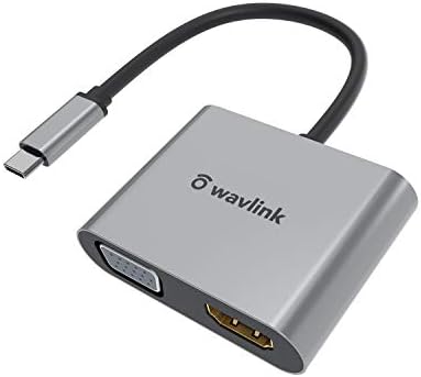 Wavlink USB C ל- HDMI VGA מתאם, Thunderbolt 3/4 תואם, סוג C ל- VGA HDMI ממיר עבור MacBook Pro/Air,