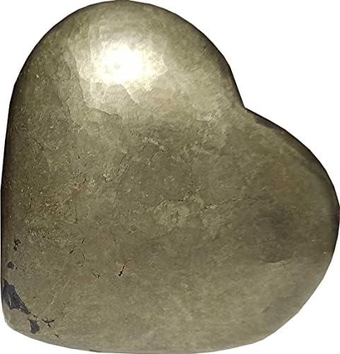 Aldomin® Pyrite Pyrite Pepy Heart בצורת 146 גרם אבן טבעית גביש גביש רייקי ריפוי חן חן מתנה קריסטל