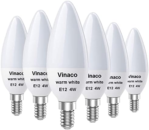 וינאקו 12 נורת לד, 6 חבילות 12 נורת מנורה 4 וואט לבן חם 3000 קראט, בהירות גבוהה 400 ל מ & 25000