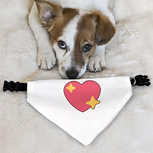הדפסת לב מחמד בנדנה צווארון - צווארון צעיף חמוד - כלב הדפס אמנות בנדנה - S